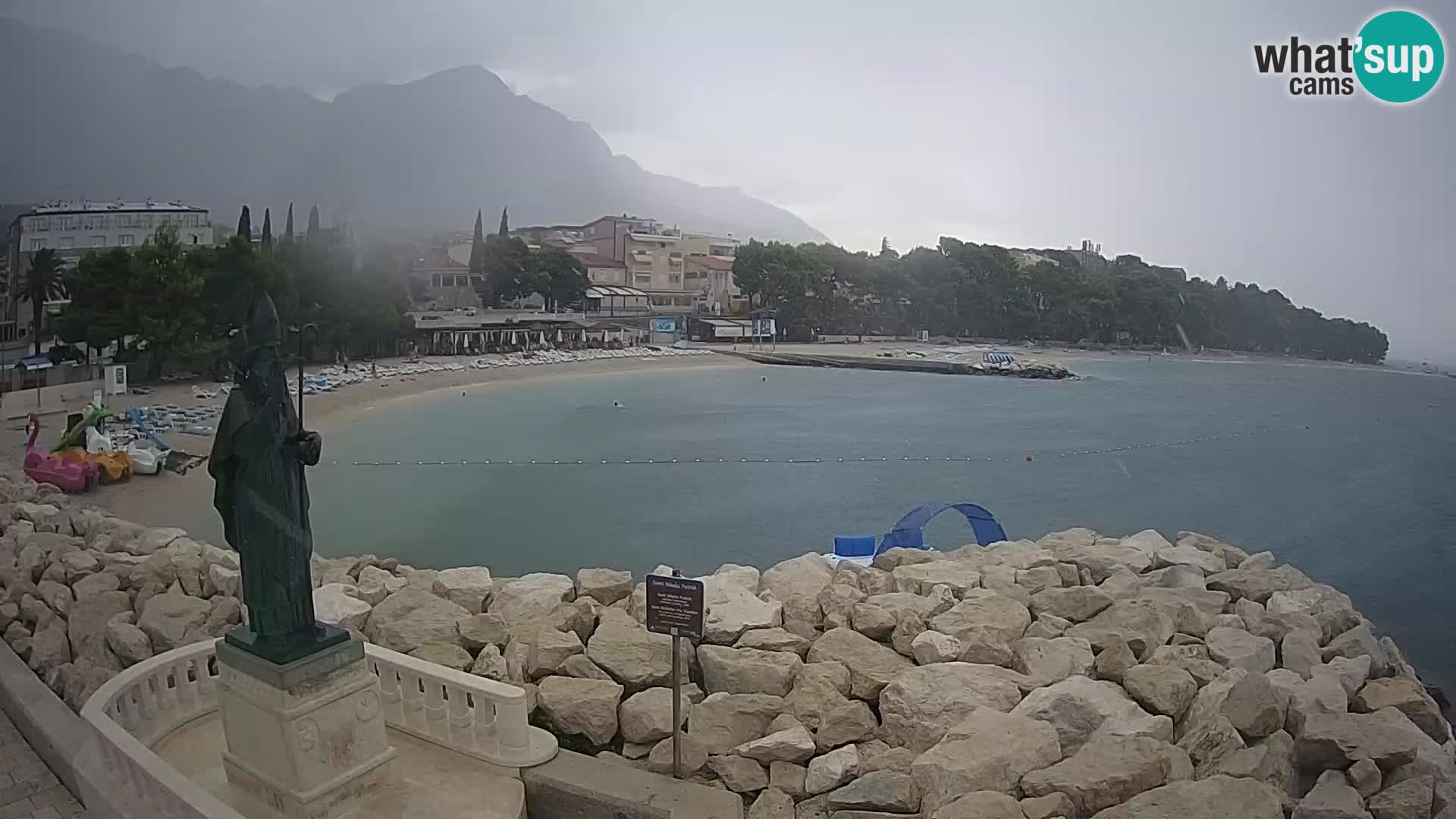 Webcam Baška Voda: Livestream Saint Nikola und Strand