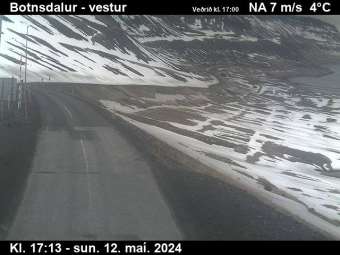 Webcam Botnsdalur: Route 65 (Breiðadals- og Botnsheiðargöng) Westwards