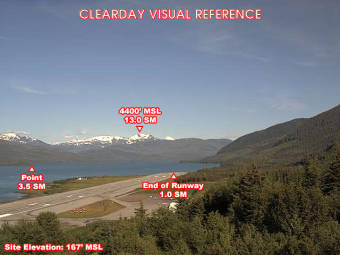Webcam Wrangell, Alaska: Campo d'Aviazione Wrangell (PAWG), Veduta verso l'Est