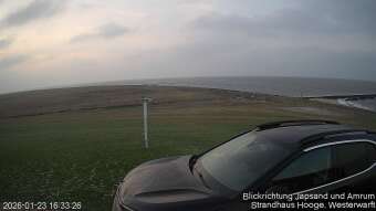 Webcam Hallig Hooge: Westwarft - Vista verso Japsand e Amrum
